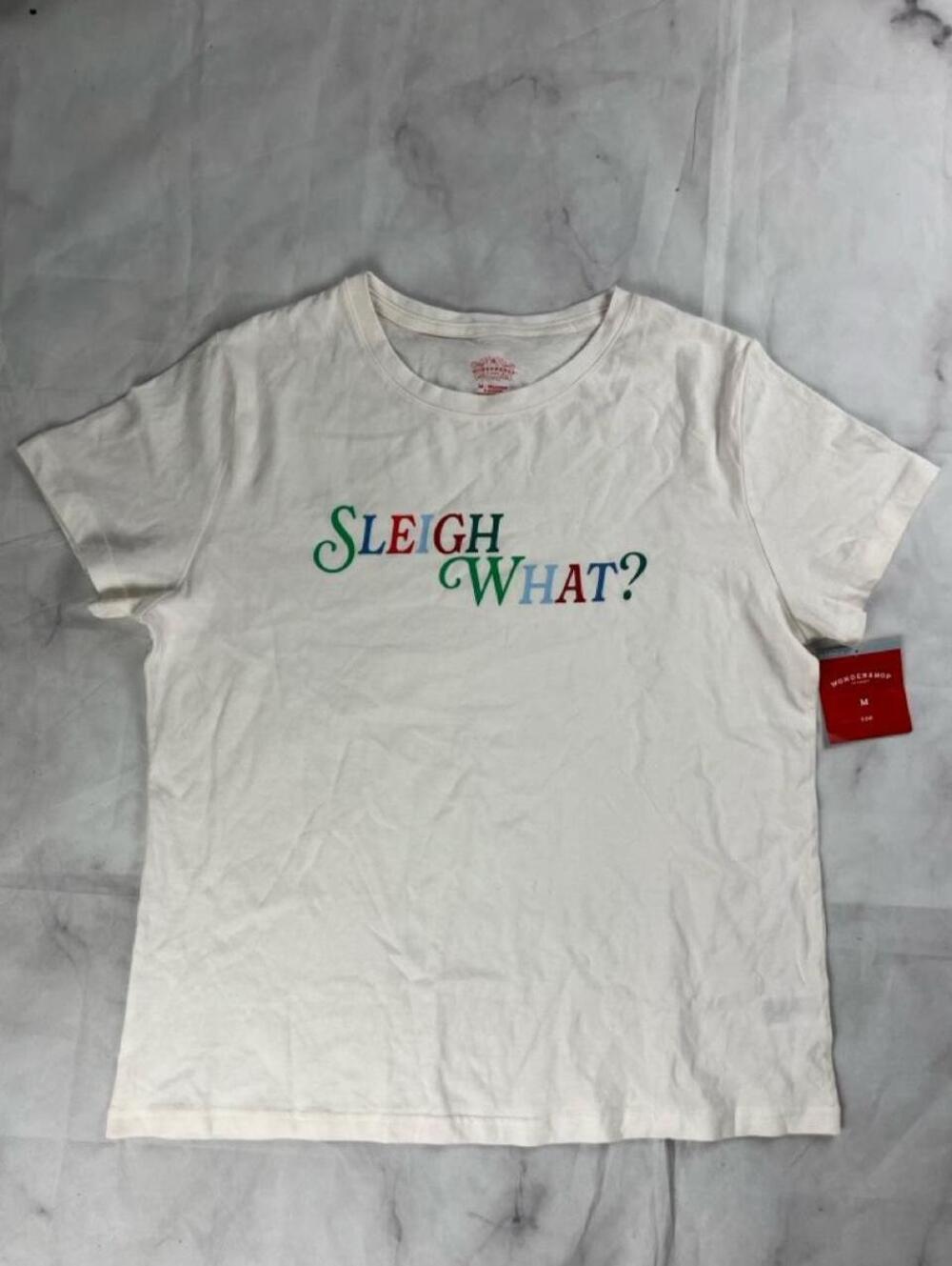 Wondershop Women's 'Sleigh What?' White Graphic T-Shirt Size